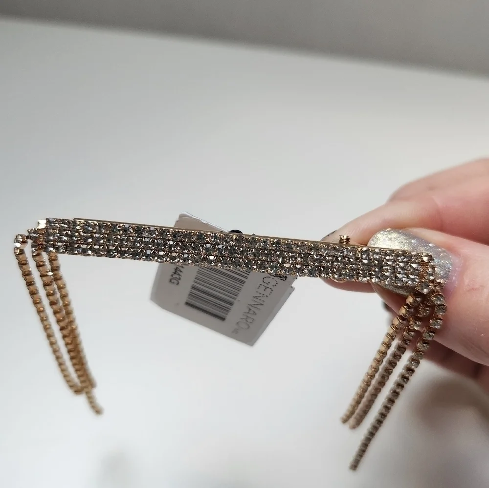 g by Gennaro Hair Clip Gold Tone and Clear Class Stones
